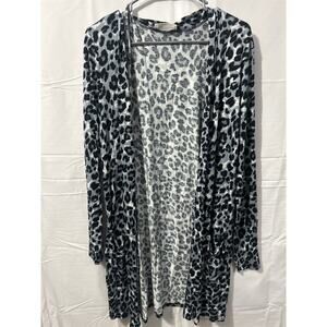 Zenana 2 Pc Tank and Cardigan Women’s XL Gray Leopard